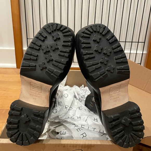 Either/Or Black Leather Camp Boots NWB size 38 - Picture 4 of 15